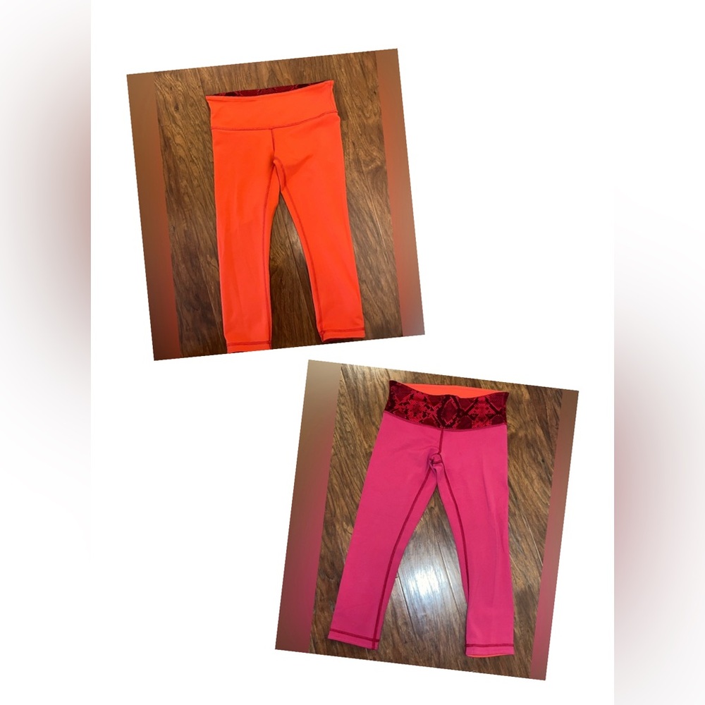 🍋 GUC Lululemon Wunder Under Crop III *Reversible - Cranberry/Alarming - Size 6